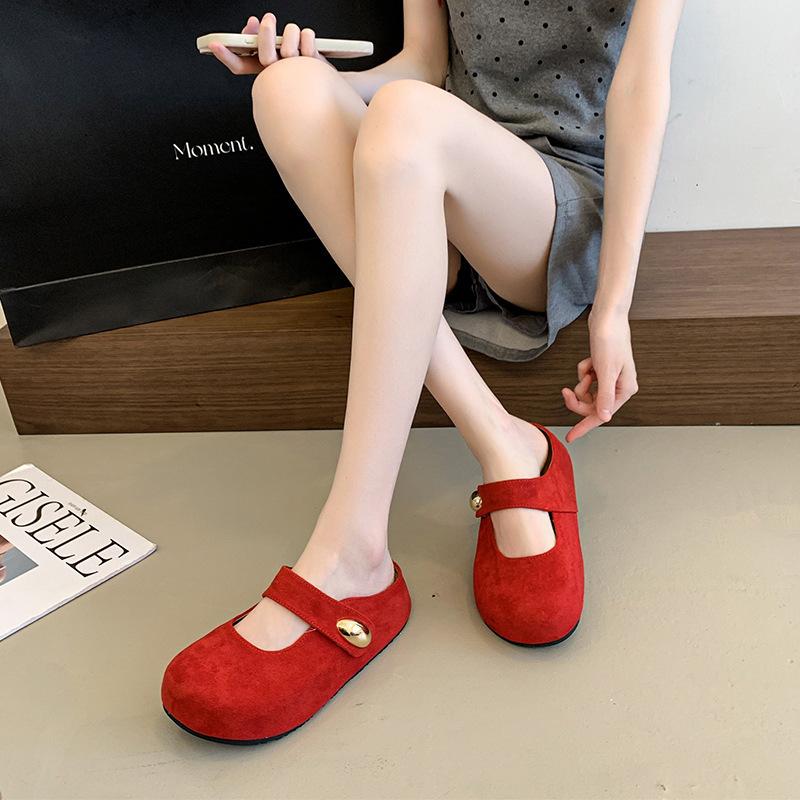 Niche retro baotou wearing half slippers women's spring and summer temperament with skirts Mary Jane