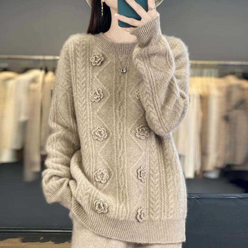 Women Sweater 100% Wool MODERN NEW SAGA O-neck Knit Pullover Thick Winter Jumpers Female Knit Tops