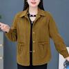 Chinese Women's Corduroy Jacket Casual Top New Middle-aged and Elderly Loose Long-sleeved Spring Coat