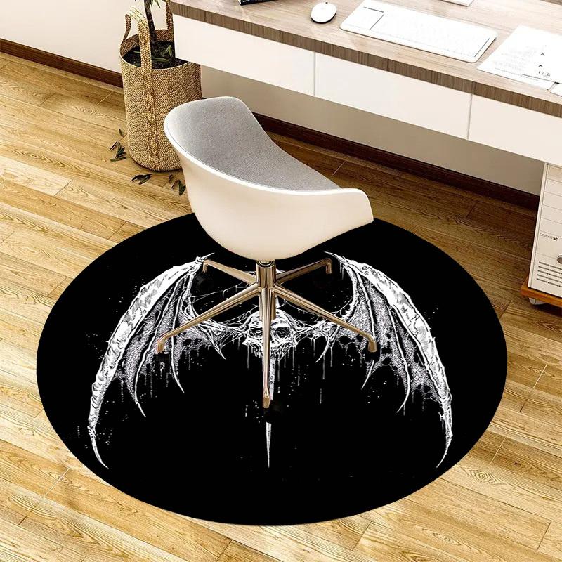1pc Office Carpet Chair Mats Gothic Winged Skull with Spear Perfect for Decorating Office Chairs, Living Rooms, Or Bedrooms.YDT135