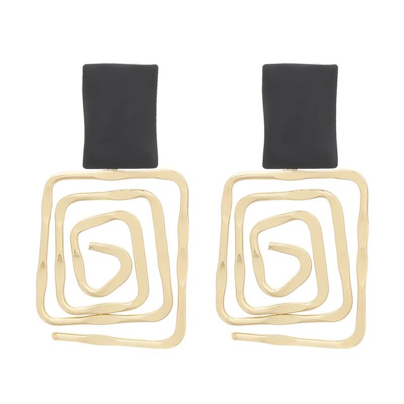 Geometric Alloy Earrings Women Minimalist Vintage Style Gold Tone Fashion Stud Earring Accessory