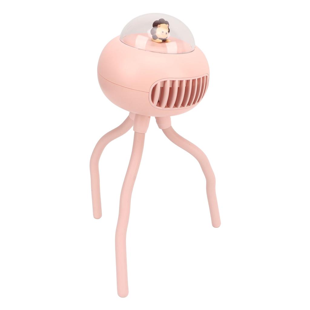 Mini Ręczny Osobisty Przenośny Wentylator USB Mały Wentylator do Wózka Dziecięcego z Elastycznym Statywem Różowy Lew