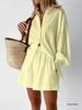 2026 Autumn Women's European-American Style Jacquard Puff Sleeve Shirt and Shorts Casual Set