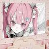 Cute Anime Maiden Makaron Aesthetic Tapestry Soft Cartoon Wall Hanging Bedroom Dorm Home Decor