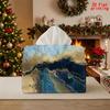 2D Flat 1pc, Tissue Box. Abstract Landscape Painting Pattern Napkin Dispenser, Reusable, Daily Desktop Tissue Organizer, Suitable for Kitchen Living R