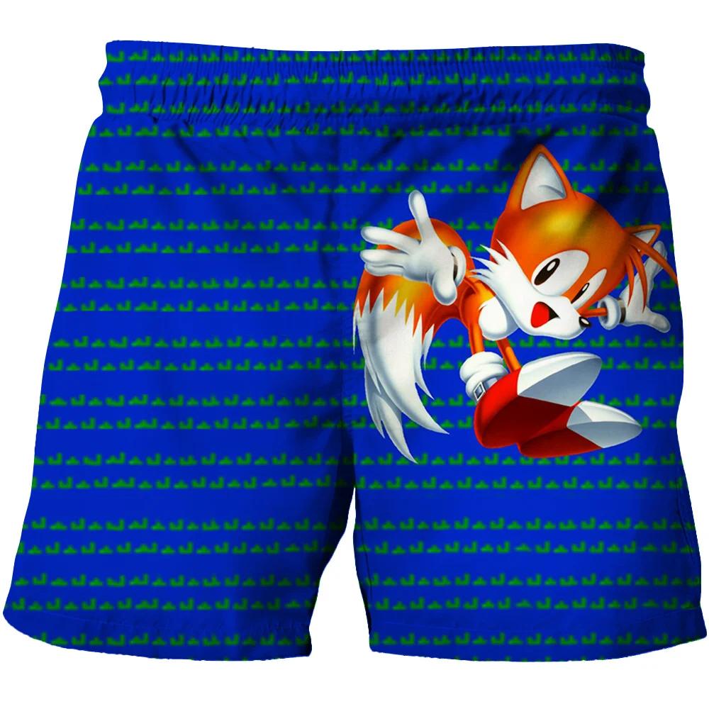 2025 Pantaloni de plajă MINISO pentru copii 4-14A Pantaloni scurți Sonic 2 Fete Băieți Pantaloni Harajuku Pentru Copii Imprimeu Desene Animate 3D Pantaloni Kdis