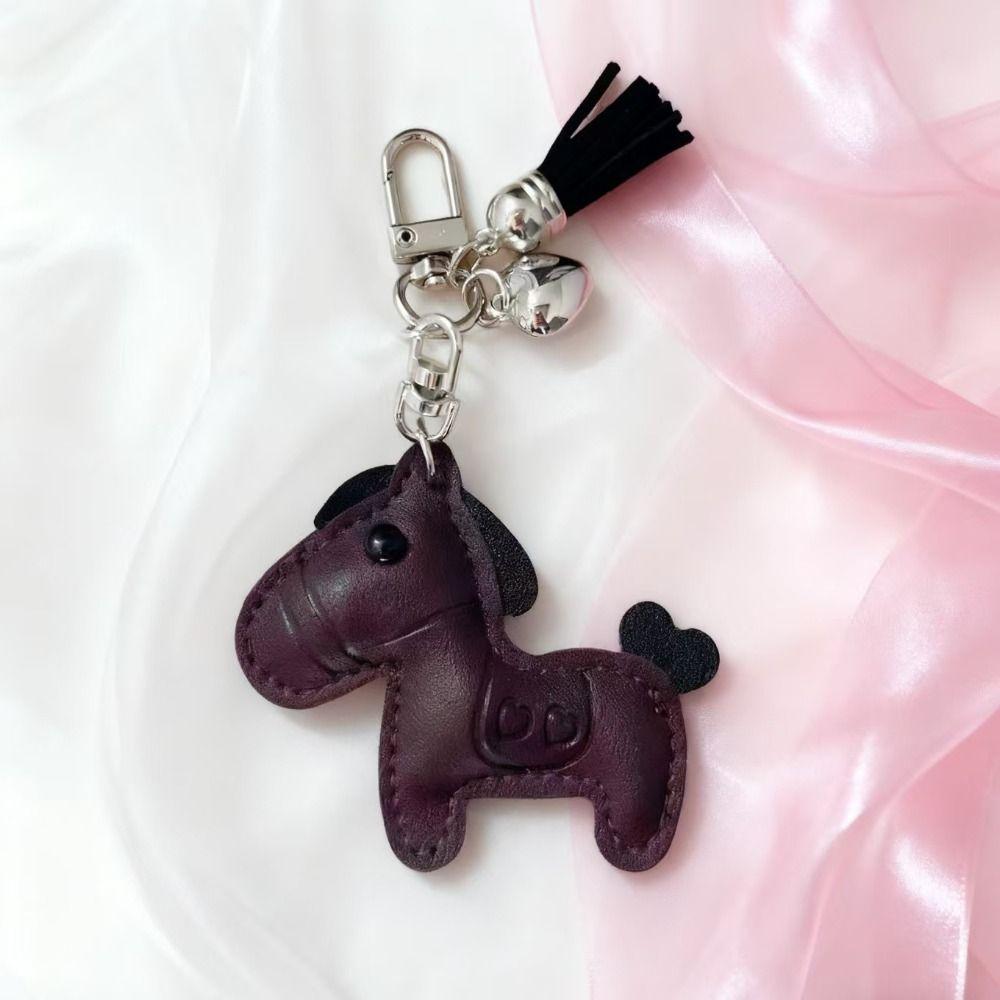 Tassel Pu Leather Horse Key Chain Heart Chinese New Year Gift Horse Pendant  Home Decor