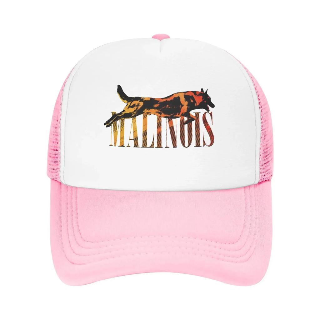 Mixed Black Golden Malinois Belgian Shepherd Dog Hiking Mesh Baseball Caps Women  Unisex Male Beach Sun Hat Trucker Cap