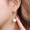 Fashion 925 Silver Long Earring Simple Elegant Pearl Earrings For Women Engagement Party Accessories KOFSAC