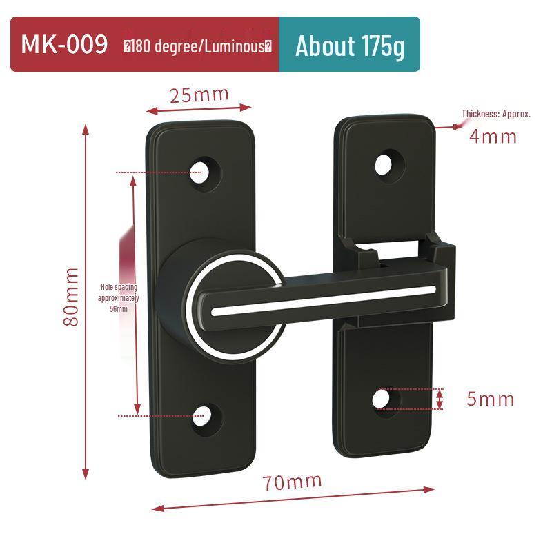Zăvor luminos pentru ușă de baie, fără găurire