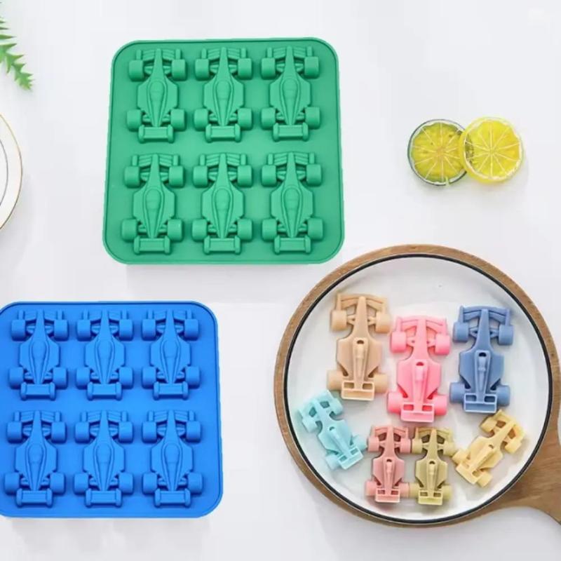 6-Cavity 3D Racing Car Ice Mold Silicone Chocolate Jelly Tray Diy Baking Tool Race Car Ice Cube Maker For Tumbler