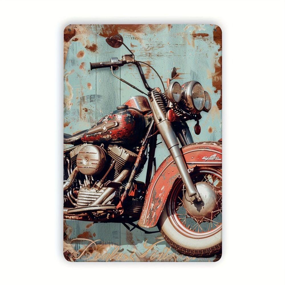 Vintage Motorcycle Metal Tin Sign Retro Biker Garage Wall Decor Industrial Style Art