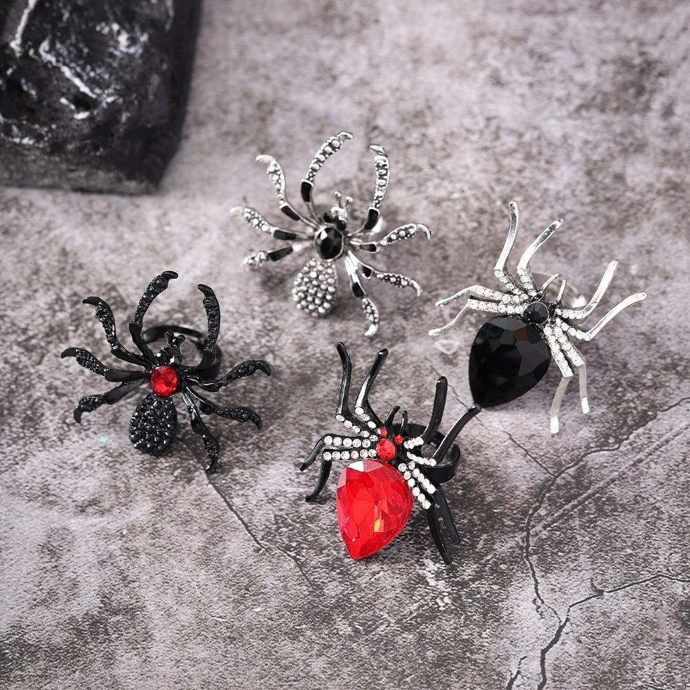 Rhinestone Spider Ring Insects Finger Ring Retro Open Ring Women