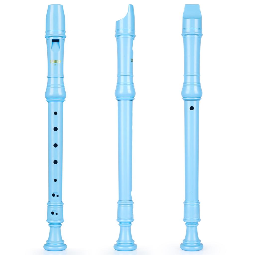 Sondery Soprano German Made of ABS Durable and Easy To Play for Plastic German Fingering Chart Portable Pouch Included Recorder, Style, Resin,