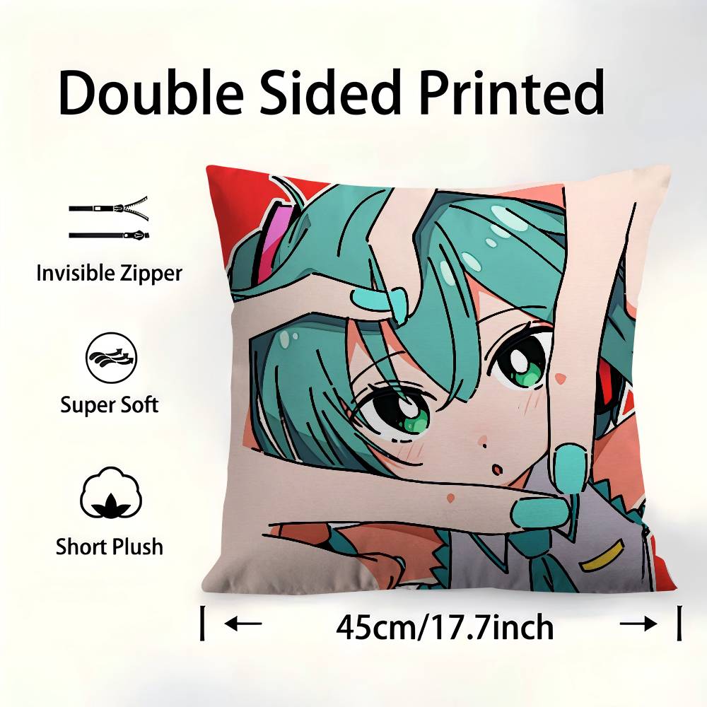 Anime Hatsune Miku Personalized Pillow Cover Kids Bedroom Wild Party Decor Pillowcase Kid Birthday Shower Gift