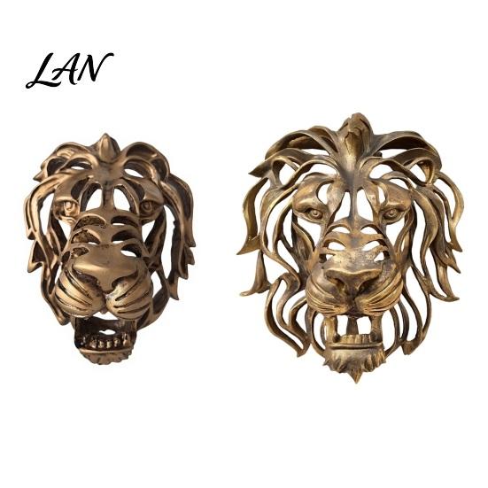 Industrial Style Wall Decoration Lion Sculpture, Resin Retro Bronze Decorative Art, 3D Animal Head Modern Artistic Accents Figurine, Hollow