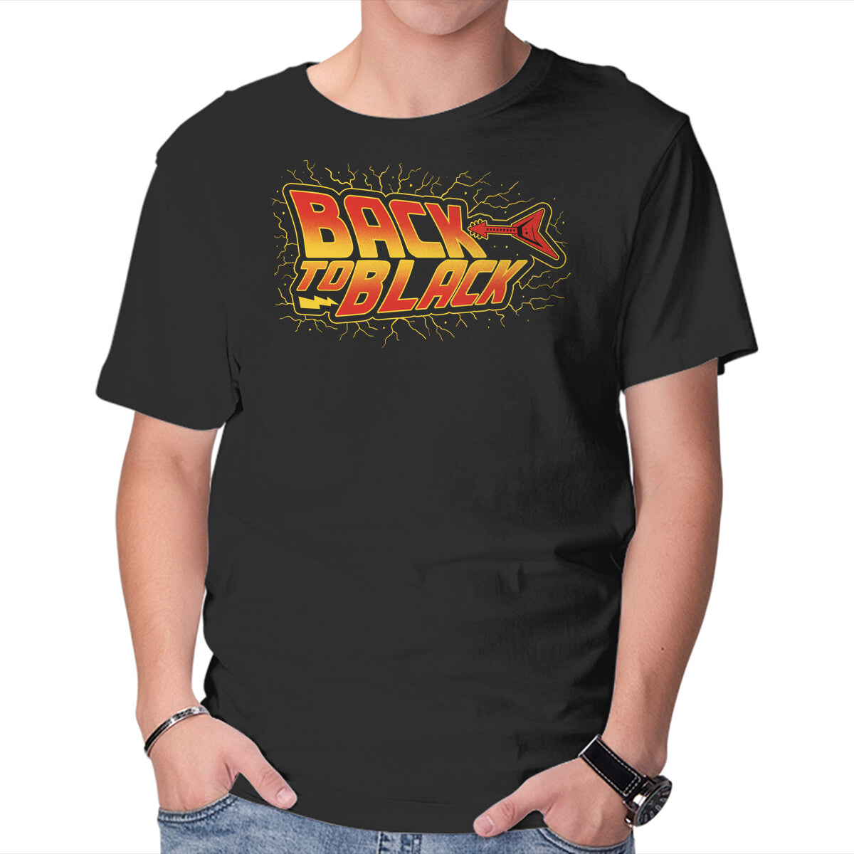 Unisex Crew Neck T-Shirt Back To Black Graphic Short Sleeve Casual Tee XXXL