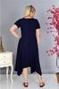 Damen Übergröße Kleid Plus Size Asymmetrischer Schnitt Marineblaues Kleid