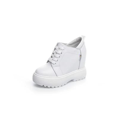 Fashion 11CM New Woman ROME Hidden Heels Round Toe Ankle Mid Calf Boots Autumn Spring Chunky Sneakers Lace-up Motorcycle Fashion Shoes