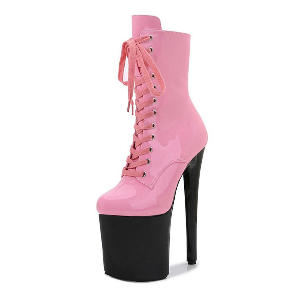 Shoes Women's Patent Leather Short Boots - 20cm Ultra High Heel with Platform, for Pole Dance, Runway, Nightclub - 26 Color Choose