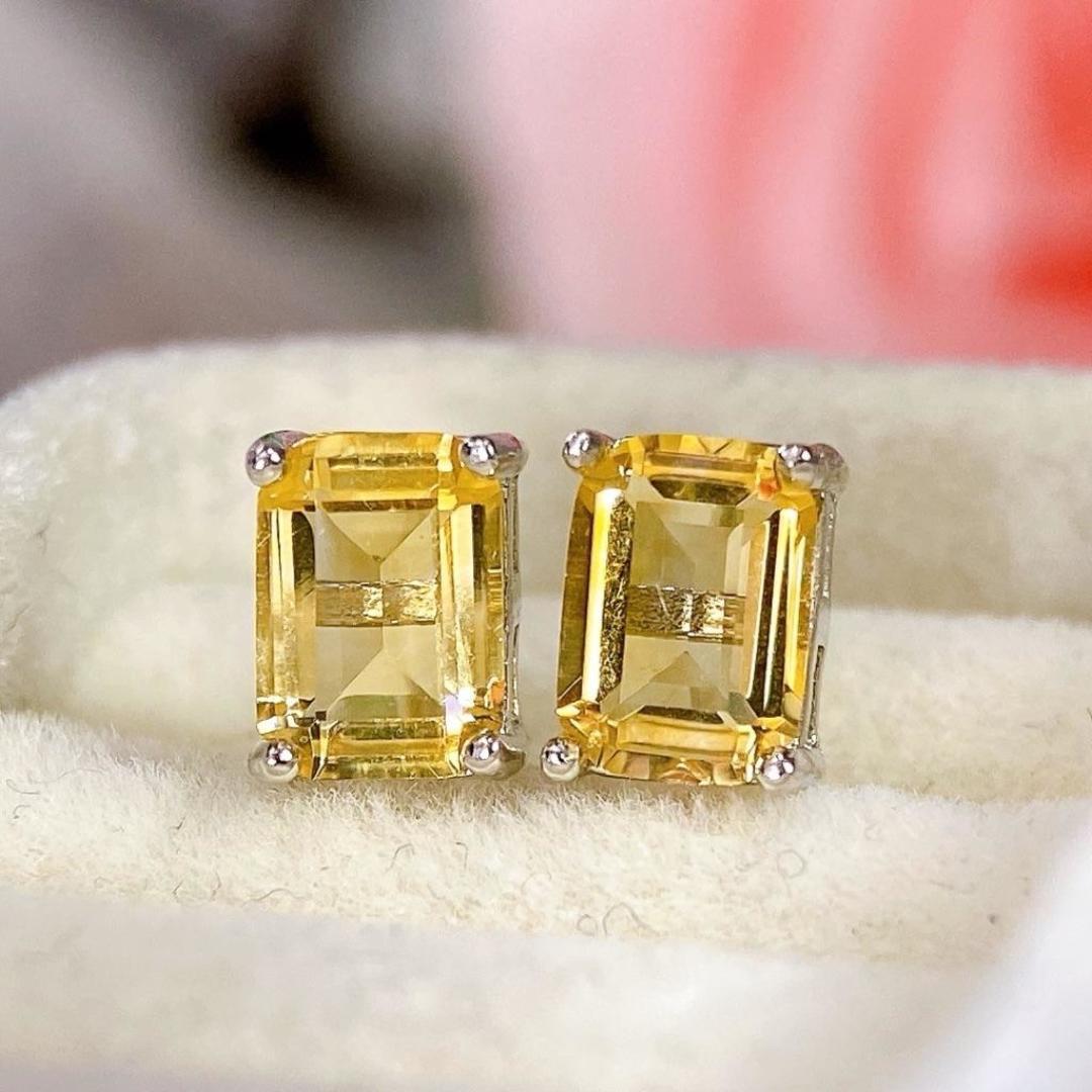 Citrine Stud Earrings: S925 Silver Natural Design, Court Style 925 Silver