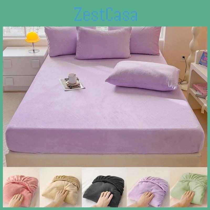Elastic Winter Fitted Sheet Plush Double Bed Sheet Soft Warm Velvet Bedspread Mattress Cover Bed Linen Protector 90 150 180 200
