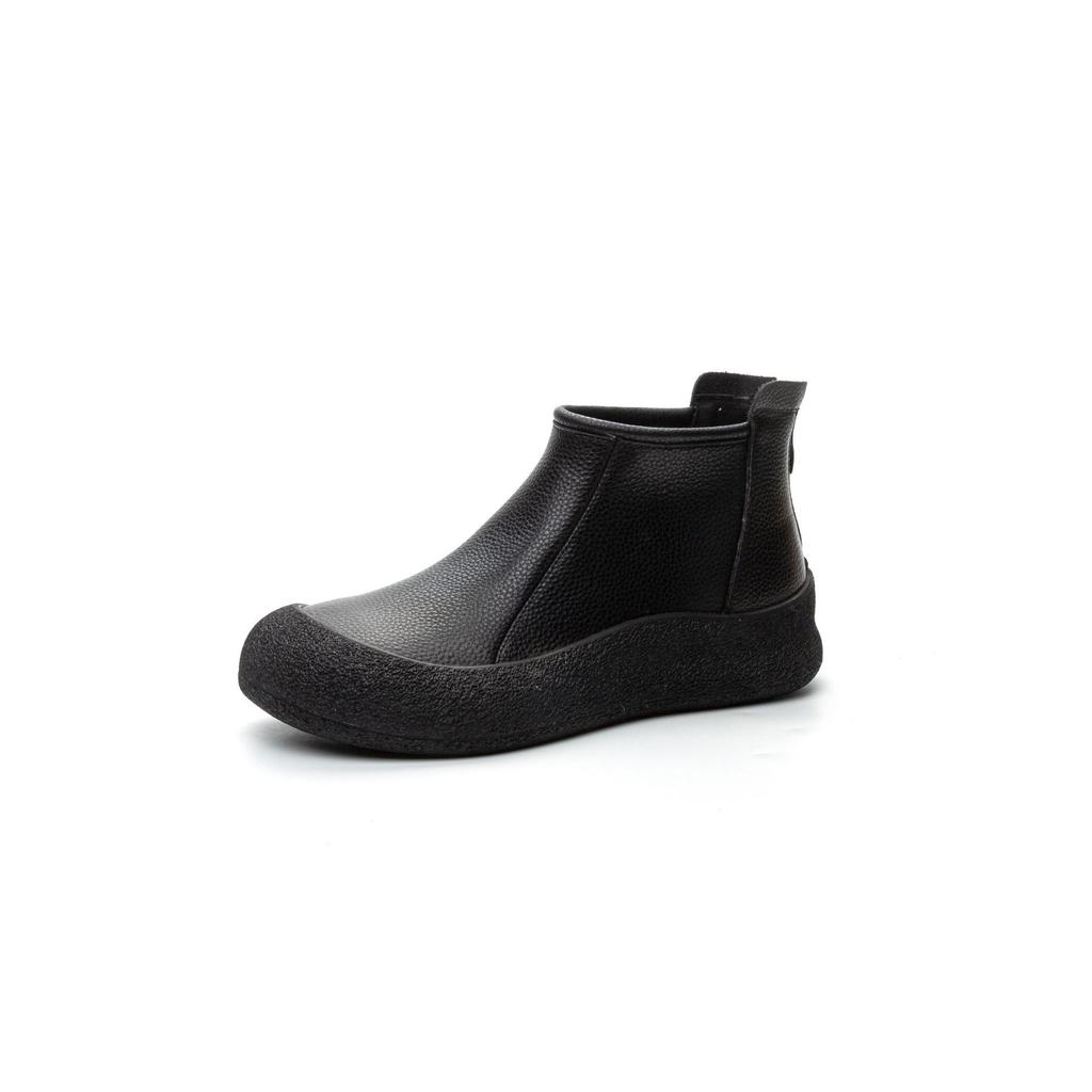 Women's Boots Autumn Winter New Flat-bottomed Round Head Casual Retro Soft-soled Soft-faced Ankle Boots Women's Large-size41-43