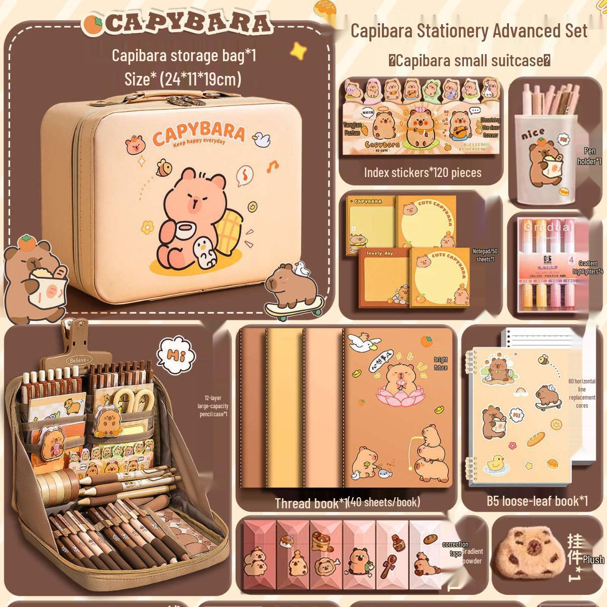 

Подарочная коробка канцелярских товаров «Капибара»: Полный набор школьных принадлежностей для возвращения в школу или дня рождения - Идеально для девочек No Specifications