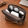 CONTACT'S Genuine Leather Electronic Storage Bag USB Data Cable Earphone Case Moblie Accessories Gadgets Digital Travel Organizer Pouch