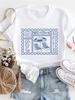 Strandreisen Sommer 2025 Normales Kurzarm Damen Freizeit Oberteil Bedrucktes Weißes T-Shirt Mode Muster Beliebtes T-Shirt