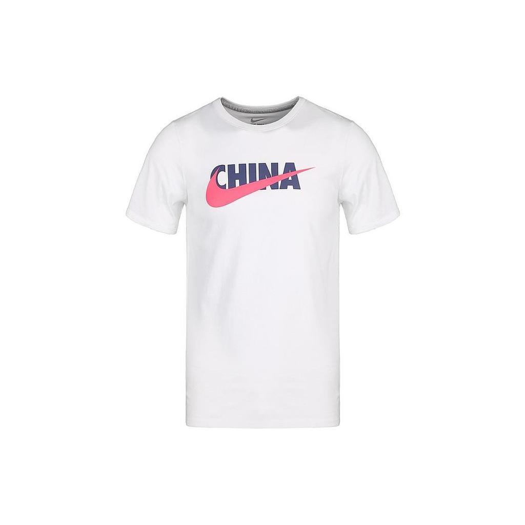 Nike T Shirts Men's White Crew Neck Moderate Straight Fit AQ5189-100
