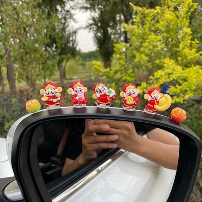8pcs New God of Wealth Car Shaking Head Ornament Cartoon Trinket Center Console Ornament Navigation Screen Ornament