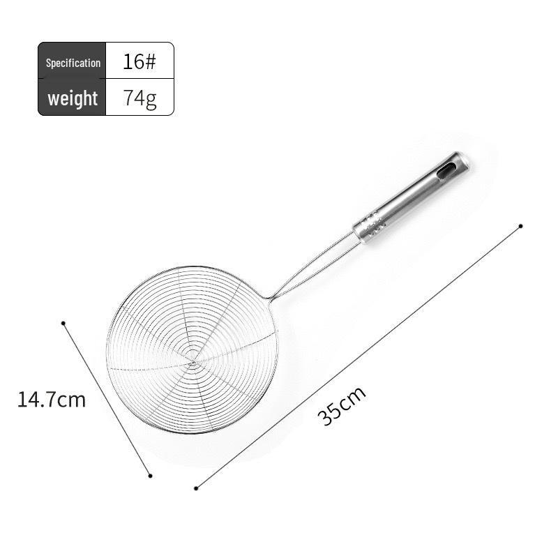Stainless Steel Non-Magnetic Nine-Bead Handle Wire Skimmer and Ladle for Dumplings, Noodles, and Frying