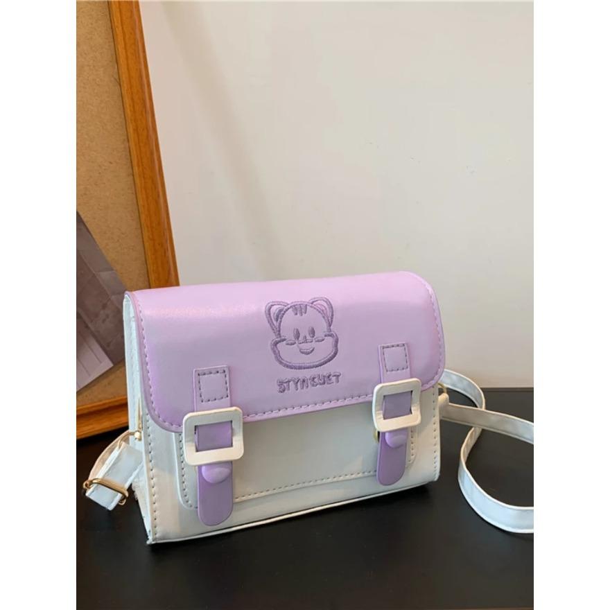 Girls Cat Cute Embroidery Women's Bag Single Shoulder Crossbody Fashion Cartoon Cambridge Bag Casual Hundred Women's Bags