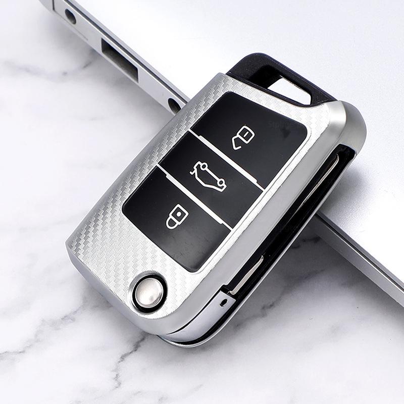 Husa pentru chei de mașină cu model de carbon Tpu pentru VW Volkswagen Golf 7 MK7 Tiguan MK2 pentru SEAT Ateca Leon FR2 Ibiza pentru Skoda Octavia A7