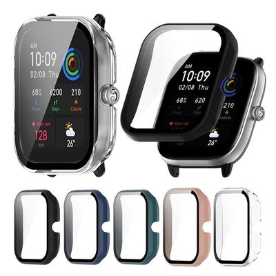נרתיק מגן למחשב + זכוכית מחוסמת עבור Xiaomi Huami Amazfit GTS 4 Mini/GTS 3 מגן מסך מלא כיסוי מעטפת פגוש