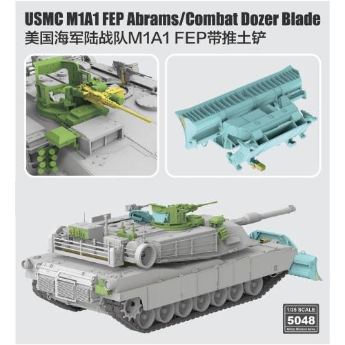 Ryefield Models 1/35 Scale US Marine Corps M1A1 FEP Abrams with Dozer Blade Plastic Model Kit RFM5048