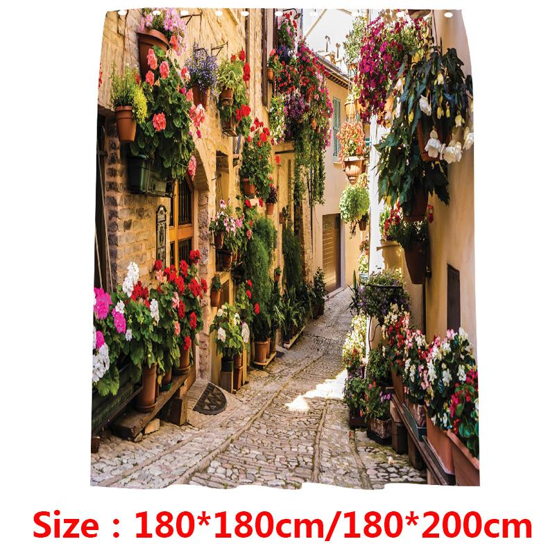 

Водонепроницаемая занавеска для душа, природа, 3D цветы, принт, домашний декор для ванной комнаты L