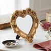 Heart Makeup Mirror Vanity Countertop Mirror with Rose Border and Back Stand for Dressers, Bedroom Shelf, and Daily Grooming
