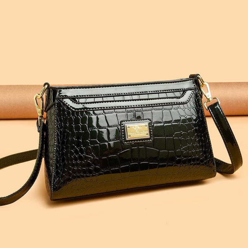 Fasjonabel Krokodillemønstret Enskulder Crossbody Håndveske og Enkel Øglemønstret Messenger Bag