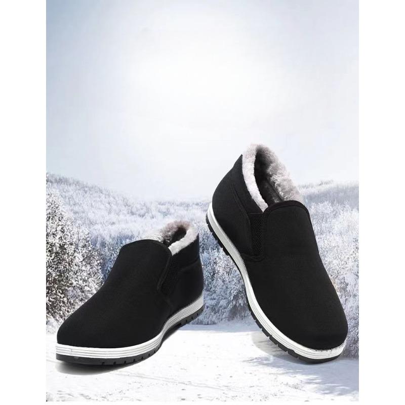 Męskie bawełniane buty z polarem, jednonożne buty z materiału, buty z miękką podeszwą antypoślizgową