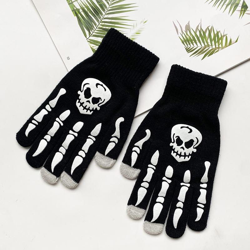 Luminous Skull Skull Claw Gloves, Halloween Glow Gloves Skull Gloves