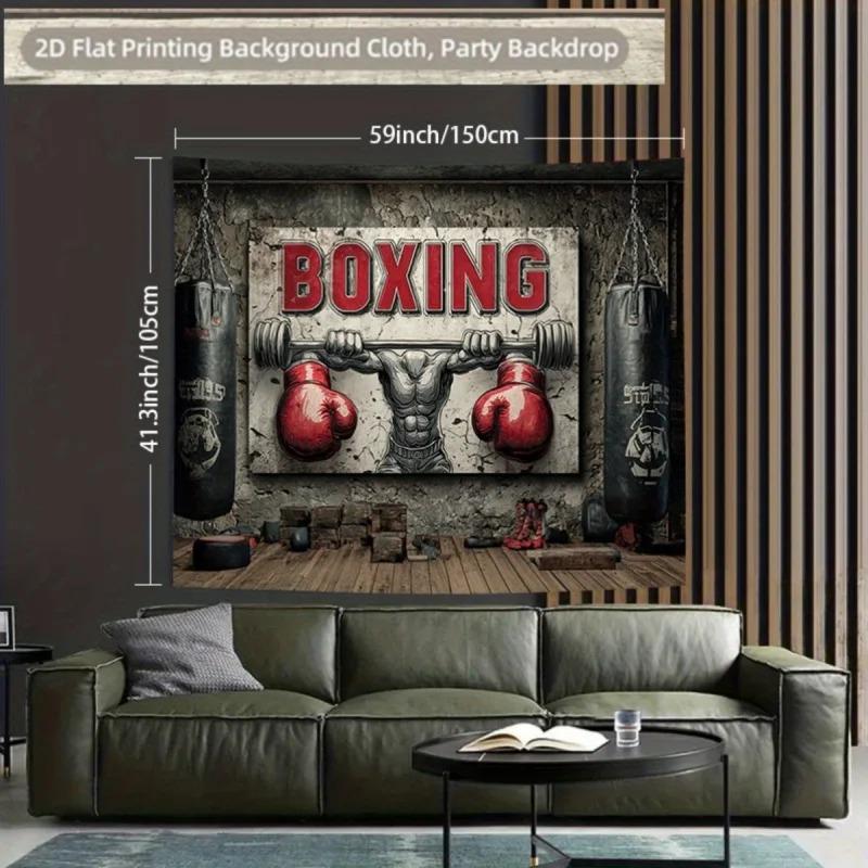 Oxing Gym Fitness Tapestry 2D Flat Printed Peach Skin Wall Hanging Workout Room Decor Background Cloth For Man Cave Bedroom