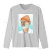Watercolor Art Orange Beanie White Beard Elder Portrait Print Casual T Shirt vintage Washed homme Top For Everyday Wear Unisex
