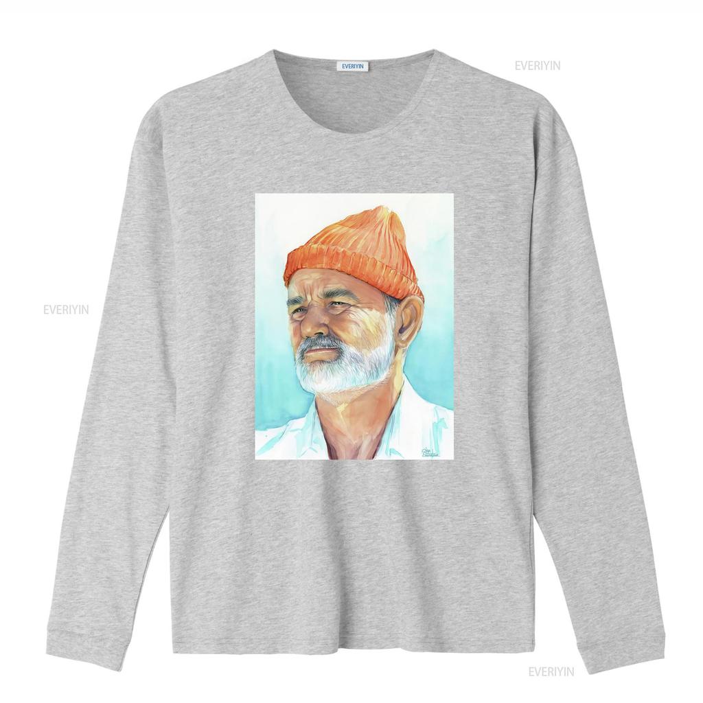 Watercolor Art Orange Beanie White Beard Elder Portrait Print Casual T Shirt vintage Washed homme Top For Everyday Wear Unisex