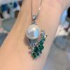 Cross Border Green Treasure Deep Yellow Shell Pearl Pendant Micro Inlaid Simulation Socialite Set Necklace Women