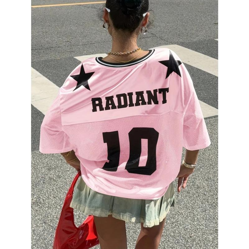 2025 New Men's and Women's Loose T-shirt Comfortable Sports Plus No. 10 Jersey Street Sports Short Sleeves Moto