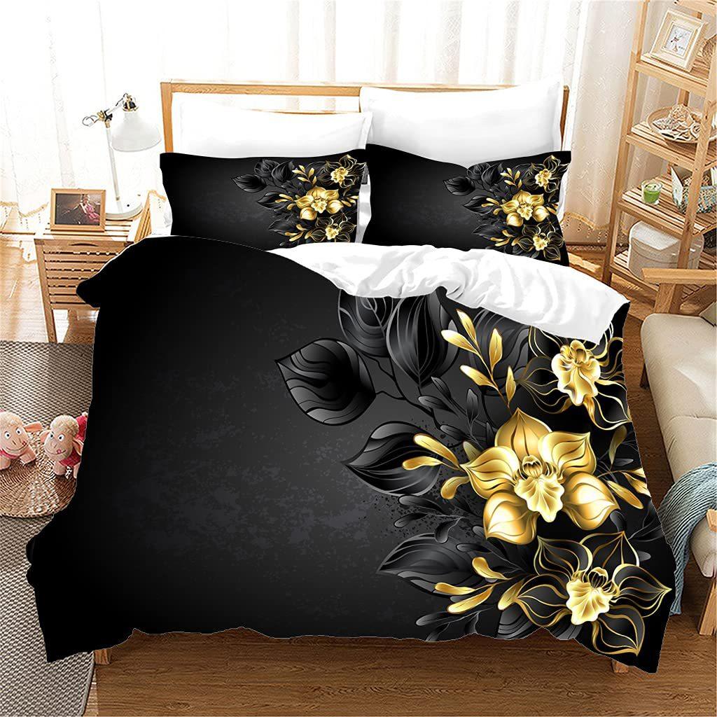 Bedding Set Digital Print Comfortable Duvet Cover for Home Bedroom Decoration, 1 Duvet Cover and 2pillowcase with Zippers