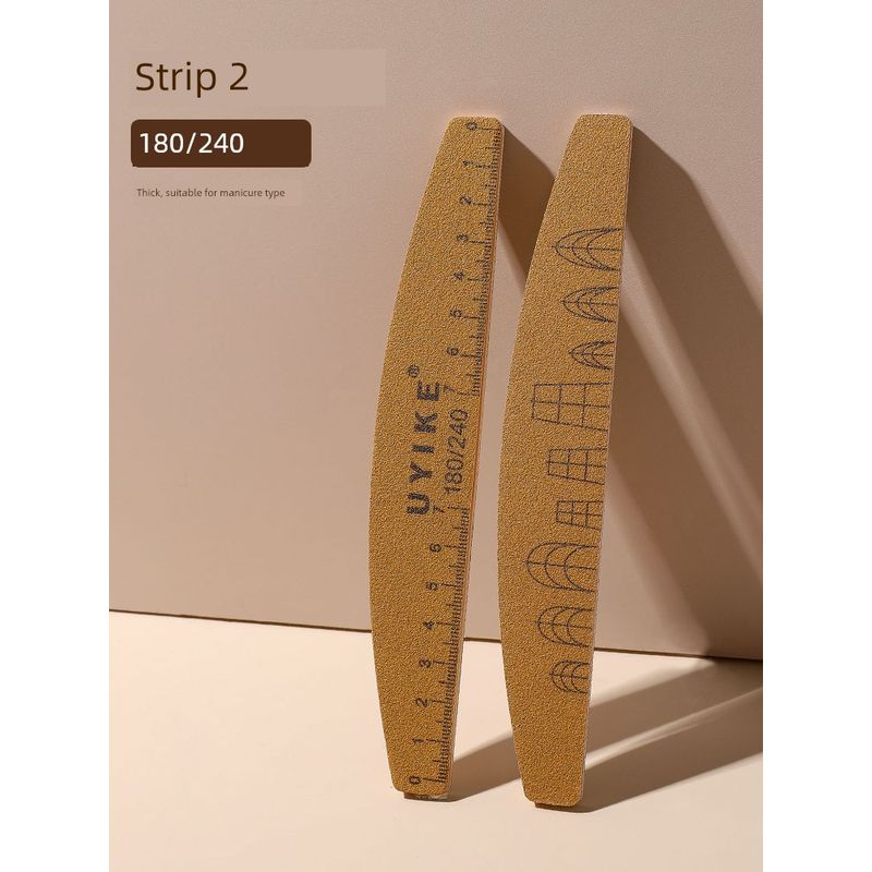 Scaled Washable Abrasion Resistant Nail Art Rubbing Stick Grinding Stick Sand Stick Nail Repair Auxiliary Nail Art Tool Rubbing Strips with Scale 180/240-2 Pack