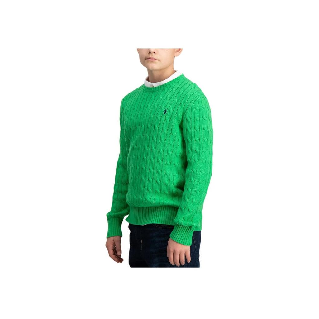 Polo Ralph Lauren Sweater Ss24 Solid Color Logo Embroidery Cable Knit Long Sleeve Kids sweater Green CWPOSWEY6820491-300